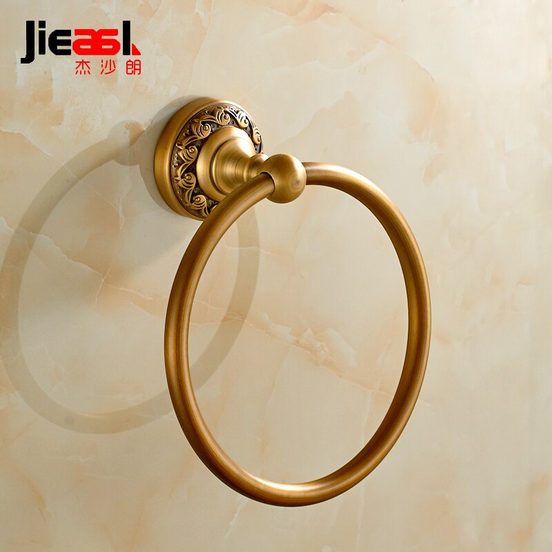All Copper Towel Ring Round Carved Base Bathroom Towel Rack Unique Jie Sha Lang 6860