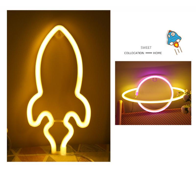Neon- Zeichen USB LED Dekoration Planet Rakete Lampe Bunte Nacht Nacht Licht Weihnachten Hochzeit Party Dekor Licht Für Heimat Kind zimmer