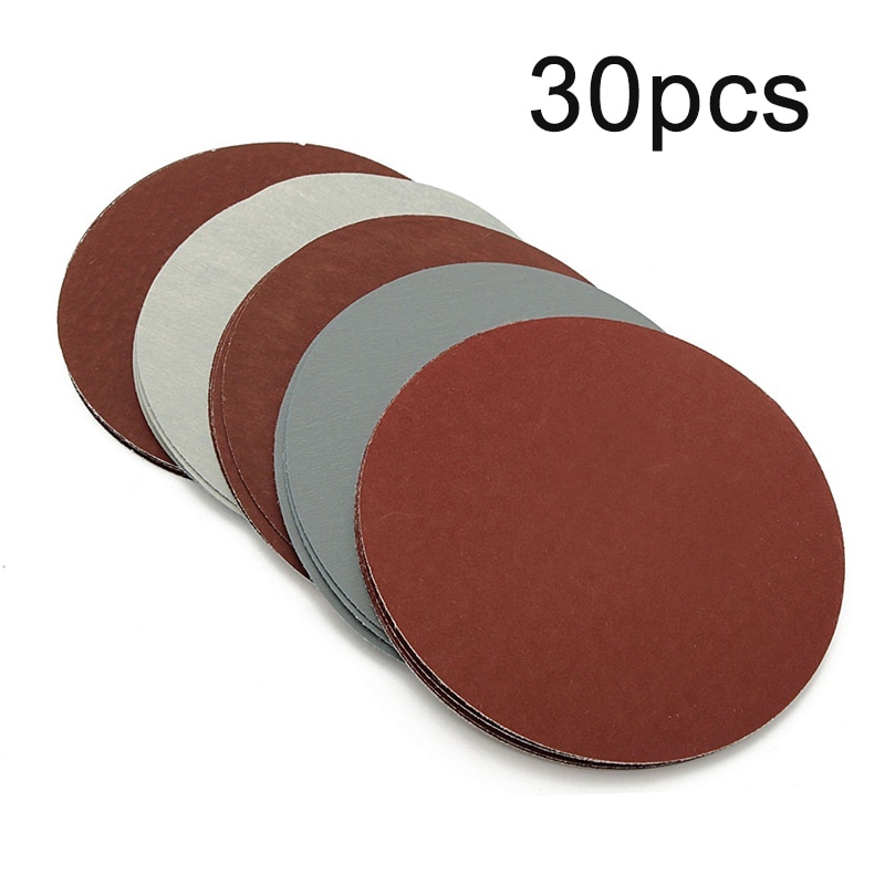 30 Pcs/Set 125mm Flocking Sandpapers 800/1000/1200/1500/2000/3000 Grit