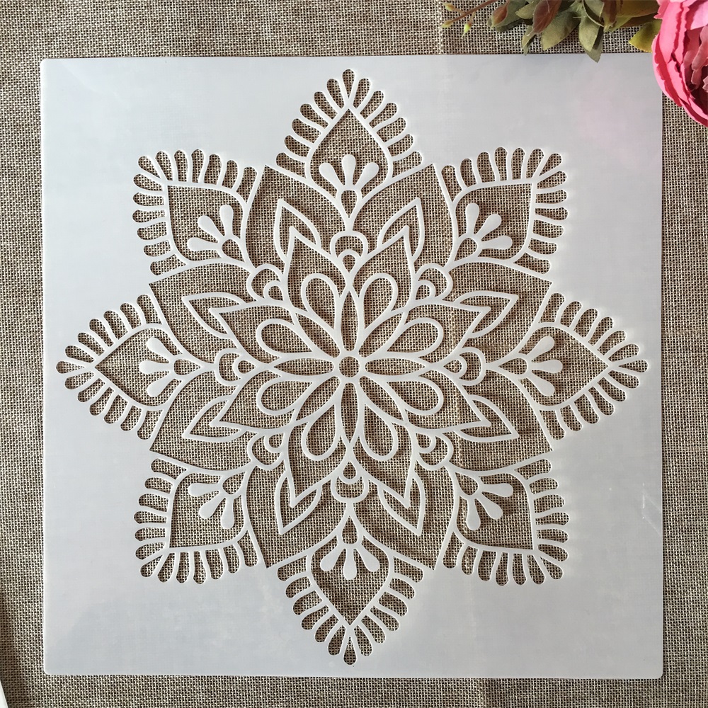 30*30cm geometri mandala hjerte krone gør-det-selv lagdeling stencils maleri scrapbog farvelægning prægning album dekorativ skabelon: Guld