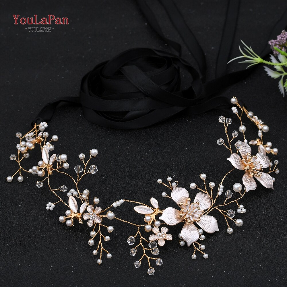 Youlapan SH357 Bruiloft Strass Trim Riem Gouden Bruids Riem Bloemen Bruids Sjerpriem Crystal Bruiloft Riemen Bruids Lint Sash: black ribbon