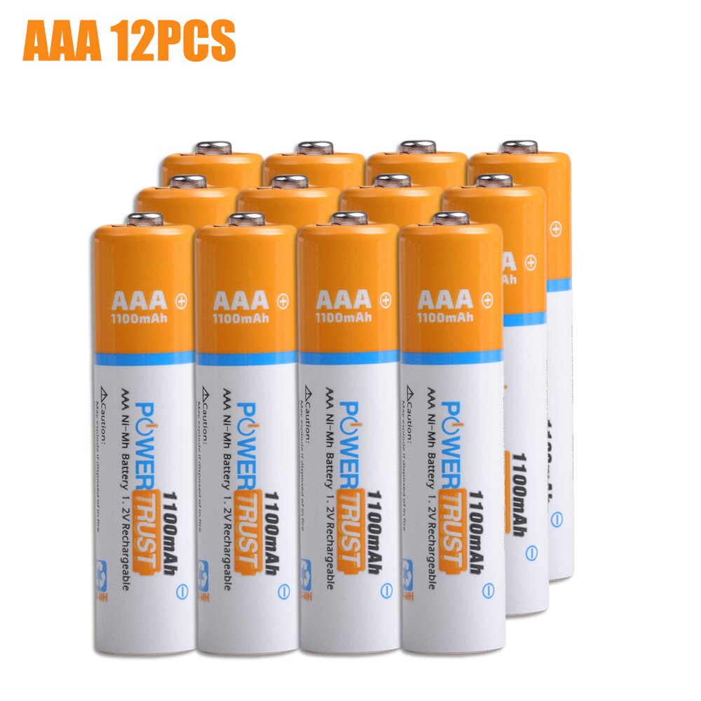 PowerTrust 8 Packs 1100mAh 1,2 V AAA Ni-Mh Akku für AA AAA Batterien (Fall Enthalten): Blau