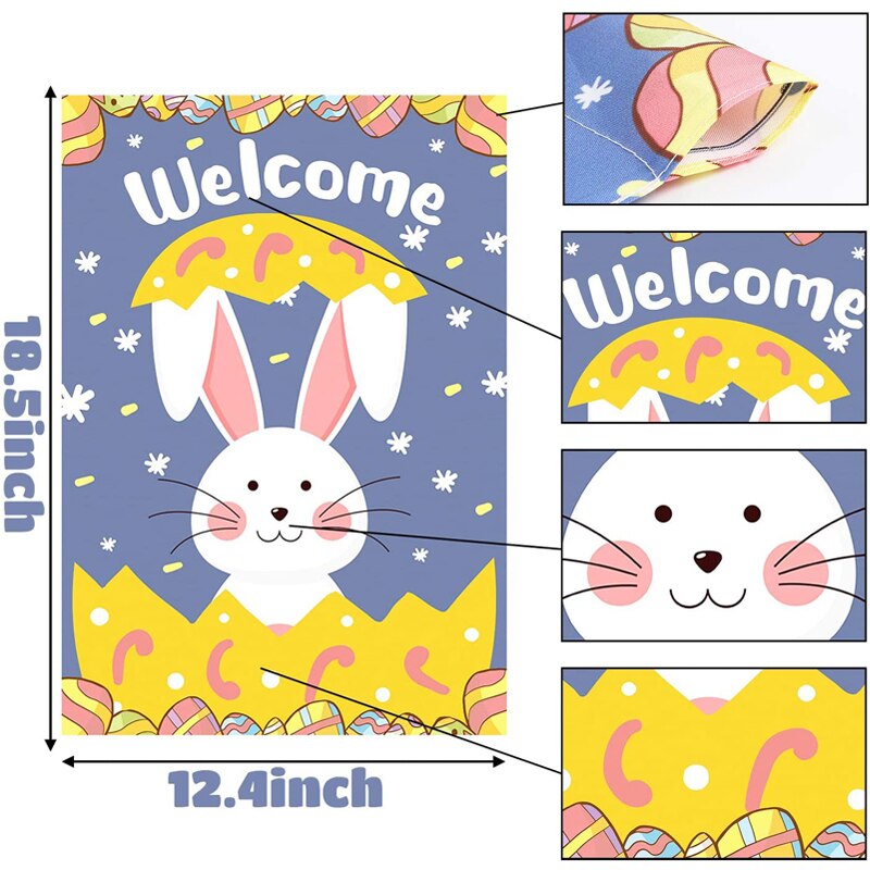 2Pcs Happy Easter Garden Flags and Double Sided Indoor Party Decor Flags for Celebration Festival Home Outdoor Flag Garden