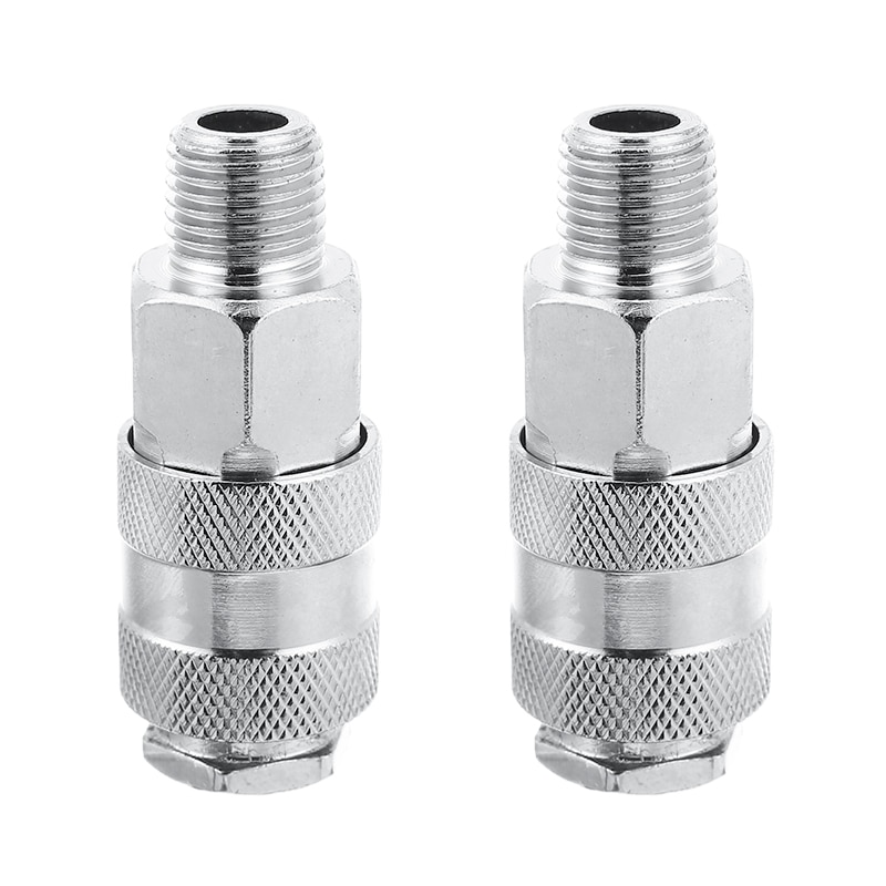2pcs Air Line Hose Fittings Connector Female Quick Release 1/4" BSP Male Hose Fittings Connector Adapter