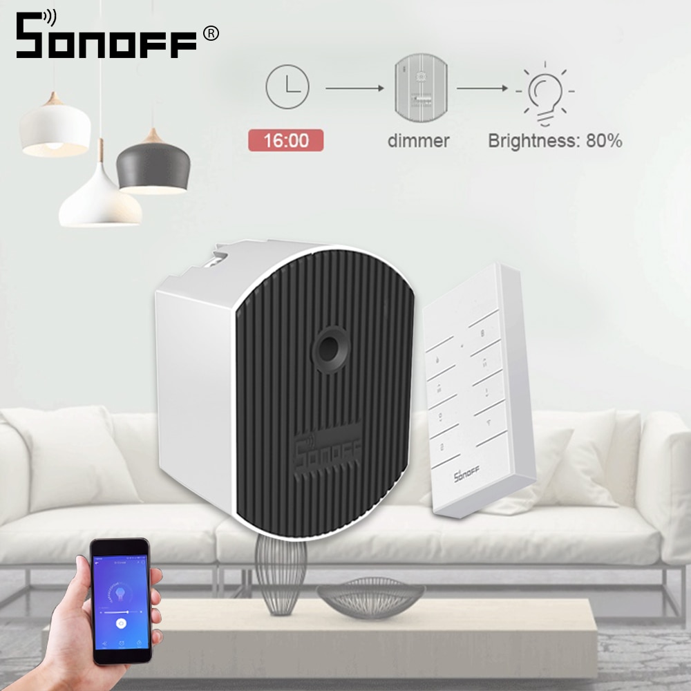 Sonoff D1 Smart Dimmer WiFi Switch 433Mhz RF/APP/Voice Remote Control Adjust Light Brightness Works with Google Home for Alexa