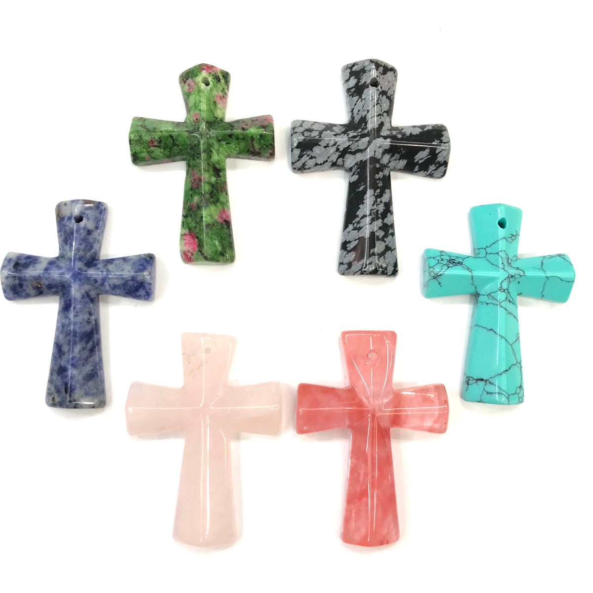 Natural Stone Pendants Cross Shape Crystal Agates Necklace Pendant for Jewelry Making Good Size 33mmx45mm