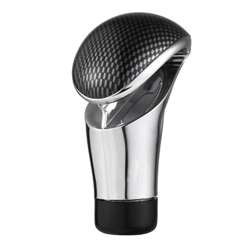 Car Gear Shift Knob Automatic Transmission Shift Lever Knob Automobile Accessories (Carbon Fiber and Silver): Assorted Color