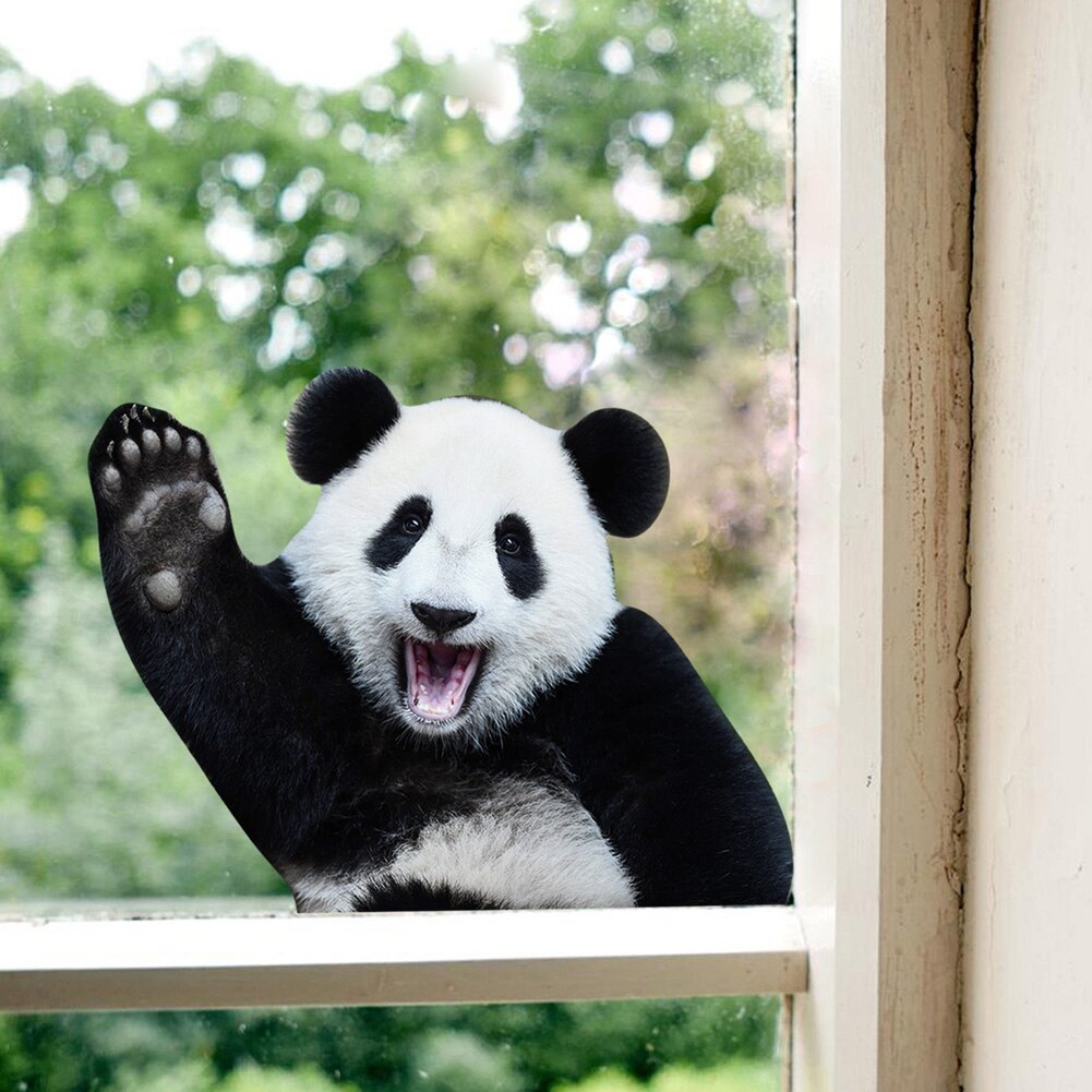 Cartoon Panda Say hello Wall stickers for kids baby room background Bedroom decoration wallpaper interesting Home Decor sticker