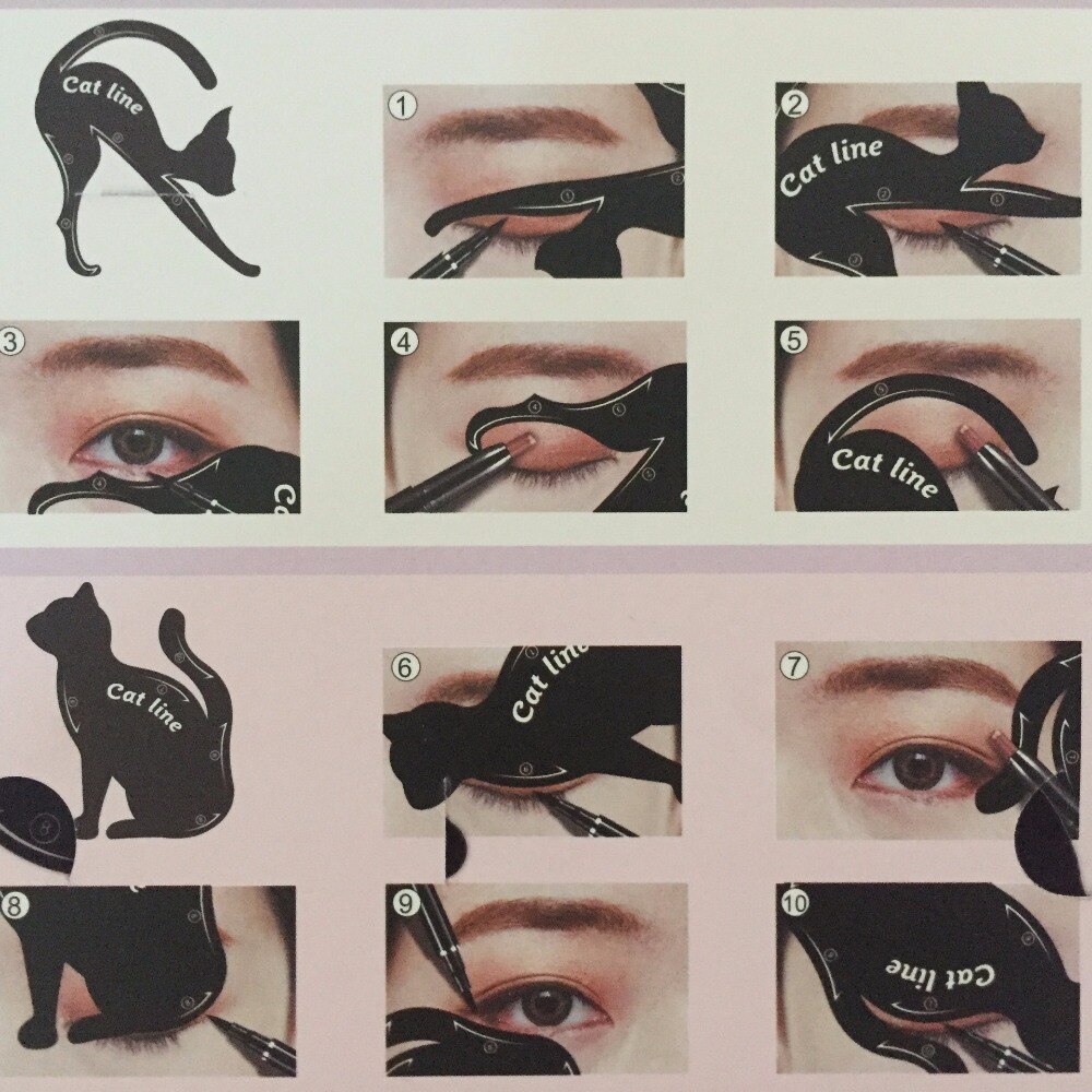 Plantilla delineador de ojos de gato, maquillaje , modelos de plantillas, herramienta de estampado, delineador de ojos, 1 Juego