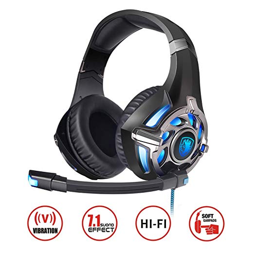 SADES R16 Gaming Headset Headphones USB 7.1 Surround Stereo Over Ear For PC/Laptop Gamer