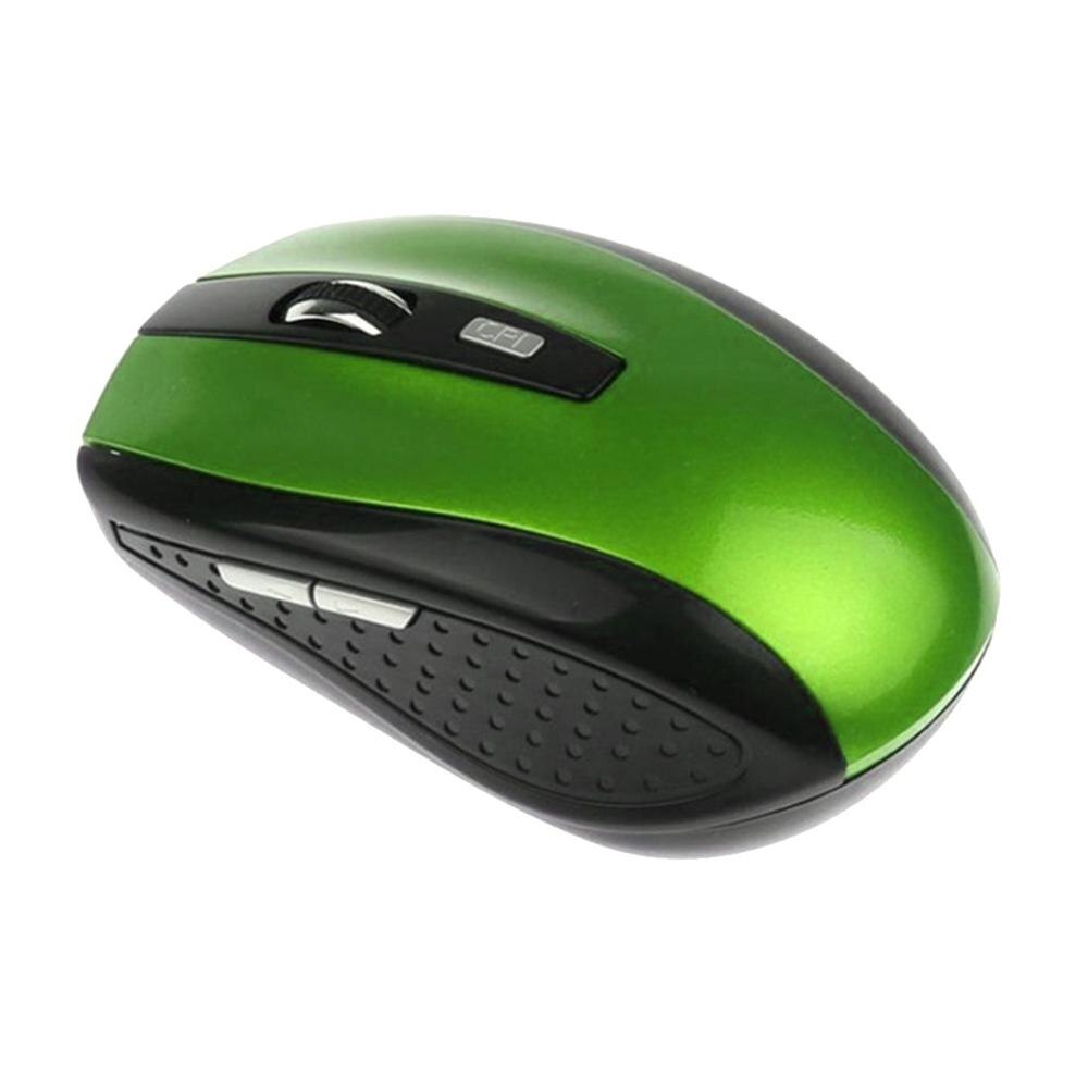 Raton Inalambrico Óptico para PC Ordenador de 2,4 GHz 1600 DPI Receptor USB Portátil: Verde