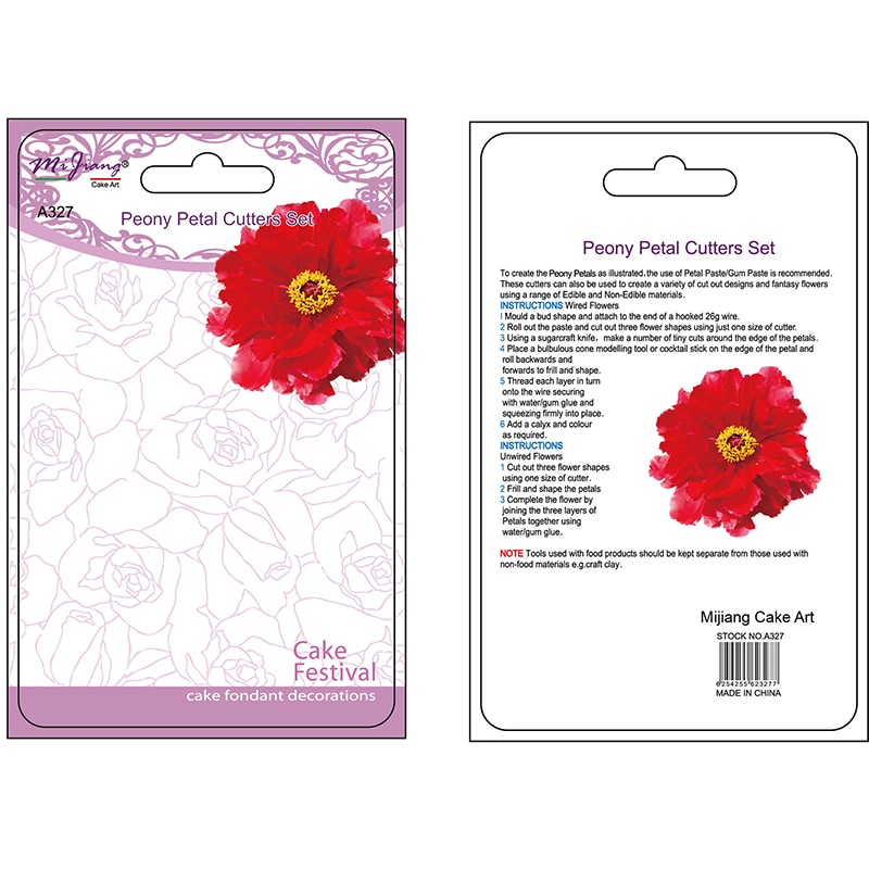 Stainless Steel Peony Flower Petal Cake Cutter Slicer Set DIY Fondant Cake Decarating Tools Kitchen Accessories 4pcs/set A327