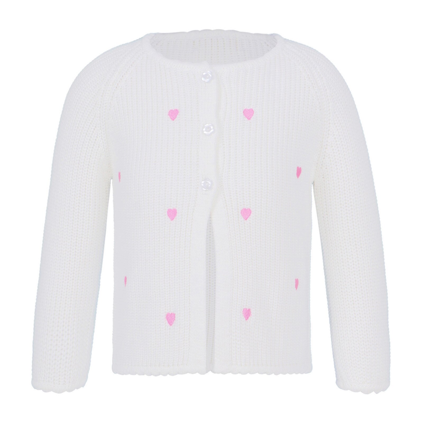 Bambini ragazze maniche lunghe Flower Girl Cape cappotti giacca Bolero stampa cuore festa nuziale Cardigan lavorato a maglia top coprispalle abiti scialle: White / 18m