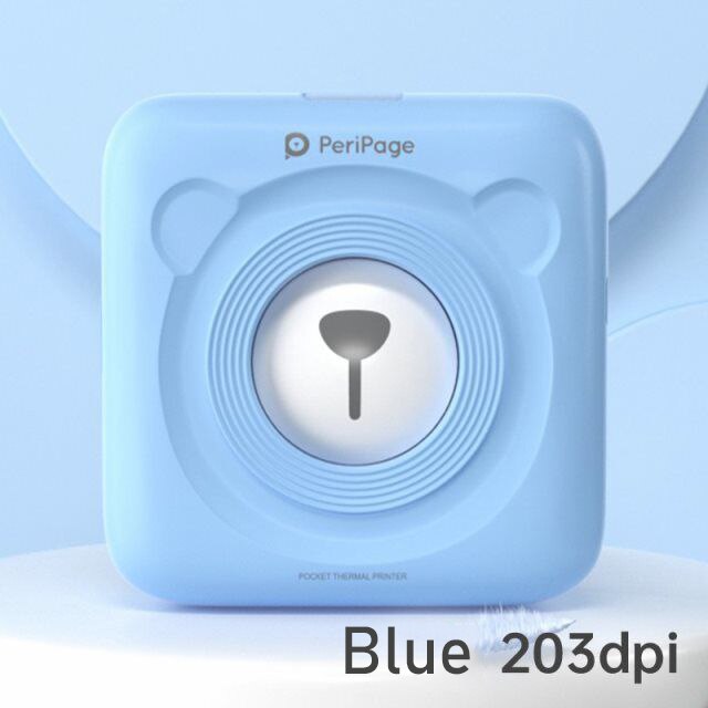 Peripage A6 Photo imprimante d'étiquettes thermiques Mini poche Portable autocollant imprimante impression sans encre pour téléphone Portable android iOS Windows: 203dpi Blue
