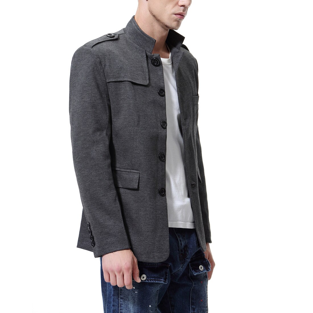 Neue Chinesische Kunst Geschäft Blazer Männer lässig Stehkragen Männlichen kleidung schlank passen Herren Mantel Jacke Größe S-2XL