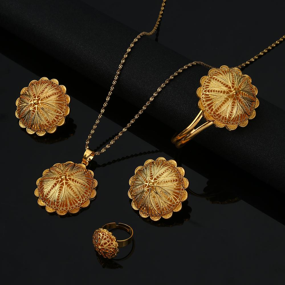 Ethiopische Eritrean Cross Bloem Vrouwen Sieraden Sets Afrikaanse Bridal Romantische Wedding Party Sieraden
