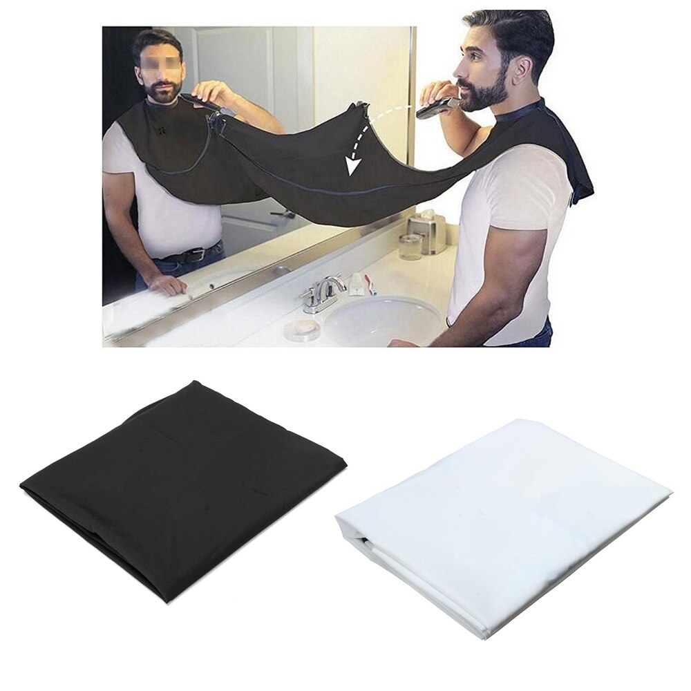 Male Beard Apron Man Bathroom Black White Beard Care Trimmer Hair Shave Apron Men Waterproof Cleaning Protect + Suction Hook