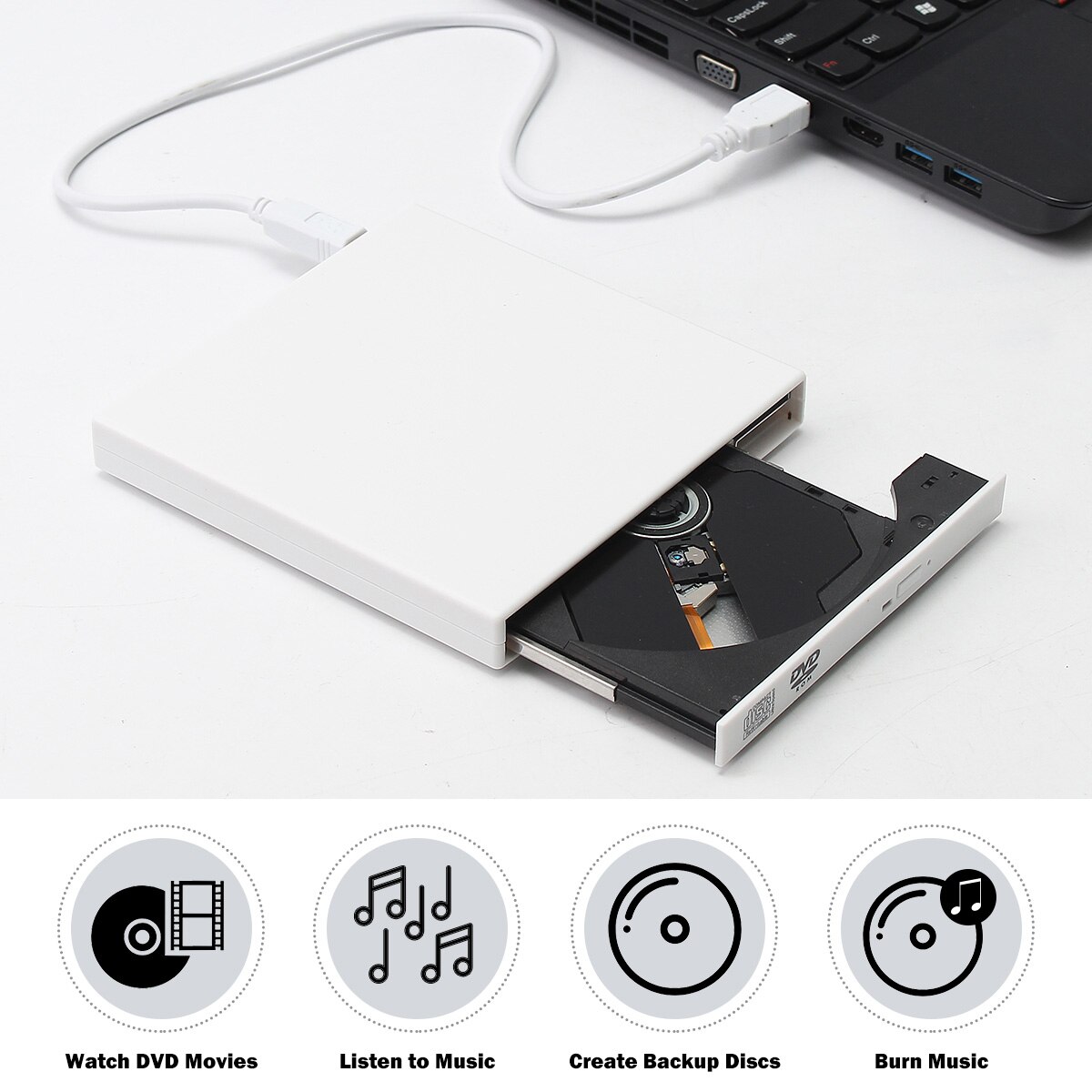 Usb 2.0 Draagbare Ultra Slim Externe Slot-In DVD-RW CD-RW Cd Dvd Rom Speler Drive Schrijver Rewriter Brander Voor pc