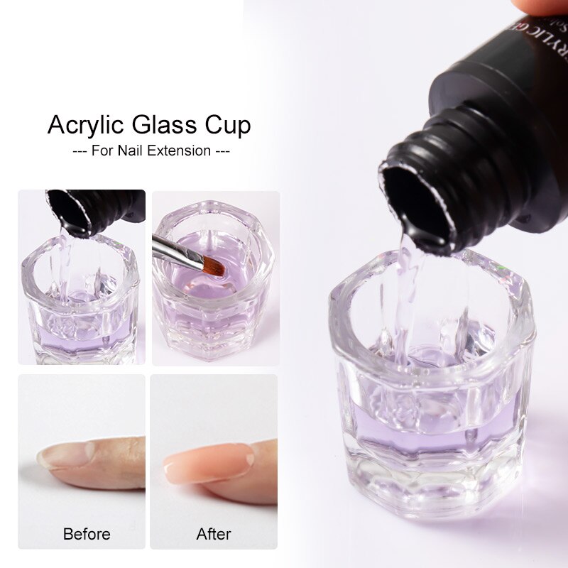 BUKAKI 5 pièces Pinces À Ongles pour Poly Gel Rapide Bâtiment 12 pièces Ongles Formes Poly Gel Kit Ongles Extension D'art Manucure Outils Ensemble: Only Glass Cup
