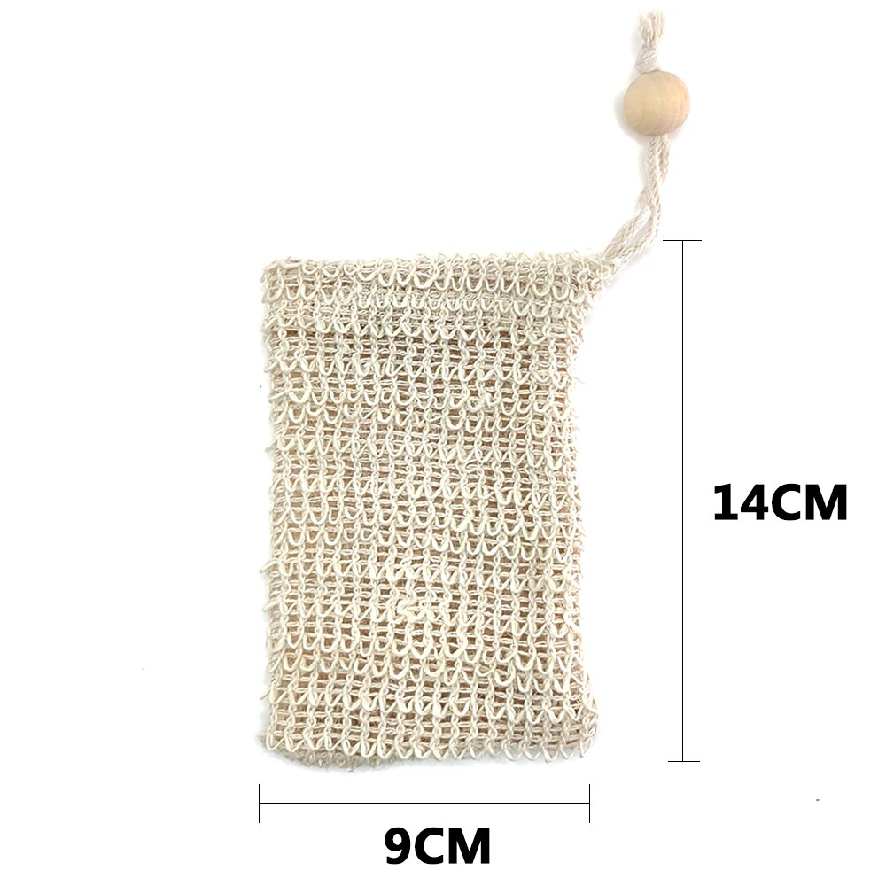 4 st naturlig sisal hampa tvålpåse blisterskum maker mesh tvål nät skummande lätt bubbla mesh påse badrum tvålhållare tvålfodral