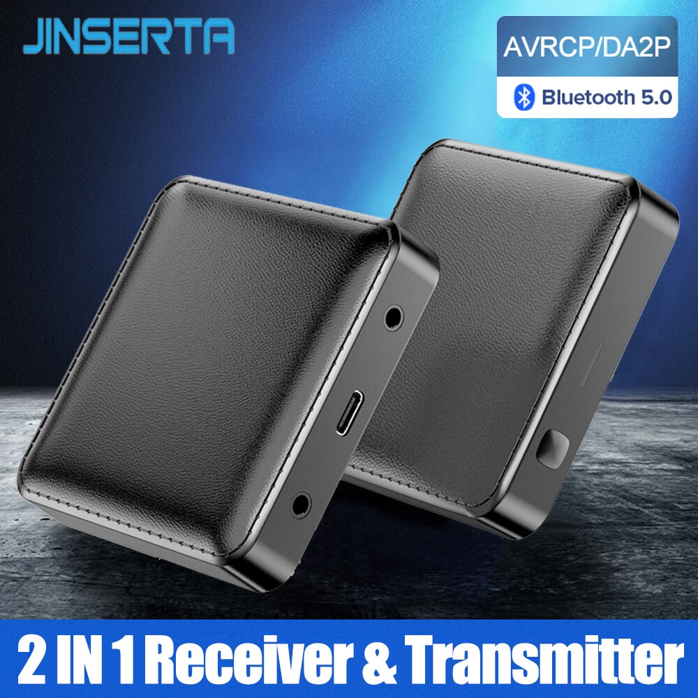 Jinserta 2 In 1 Bluetooth 5.0 Ontvanger Zender DA2P Audio Adapter Voor Tv Hoofdtelefoon Speaker 3.5Mm Aux Draadloze Auto kit