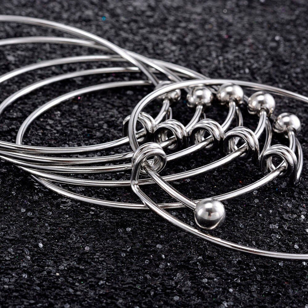 5pcs Stainless steel Blank Adjustable Expandable Wire Bracelets Bangles For DIY Charm Bangle Jewelry