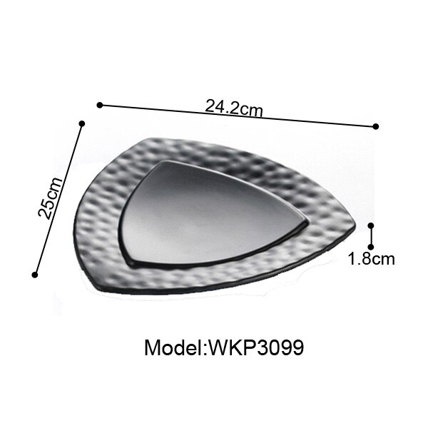 A5 Melamine Three Angle Plate Dinner Plate Black Frost Dinnerware Korean Style Japanese Snack Snack Food Dish Tableware: WKP3099