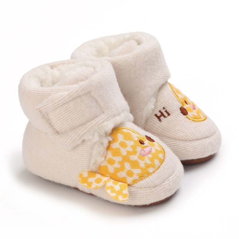 Winterstiefel für babys, mädchen und jungen, warme winterschuhe, niedliche tiermotive, Kabel, flauschige lauflernschuhe für kleinkinder, kinderschuhe 0-18m: Aprikose / 7-12 monate