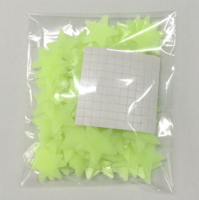50 sztuk 3D gwiazdy świecące w ciemności naklejki ścienne świetlny fluorescencyjne na ścianę naklejki dla dzieci pokój dziecięcy sypialnia sufit Dom dekoracje: żółty