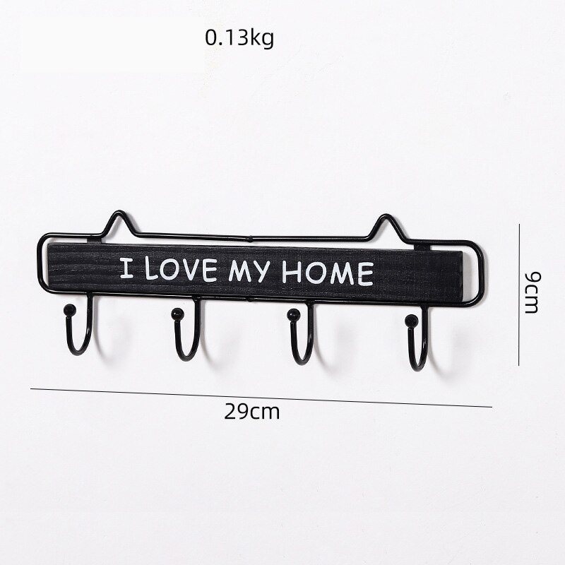 CAPTAINIRON Wall Hanging Letter Hooks for Key Holder Wall Decoration Hanger Iron Craft for Home Decor and Kitchen Tools Perchero: Black Home-4Hooks