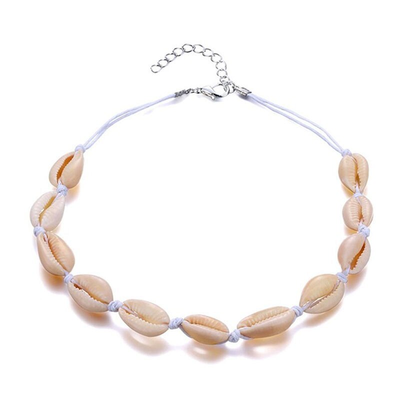 Colar boêmio feminino, colar colares boho de concha natural