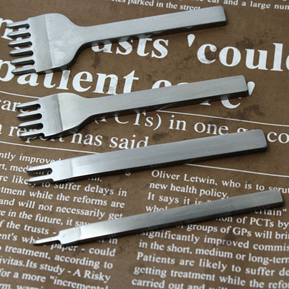 4 Pcs/set3/4mm Leather Craft Tools Hole Punches Stitching Punch Tool 1+2+4+6 Prong Leather stitch seam punching Tools Set