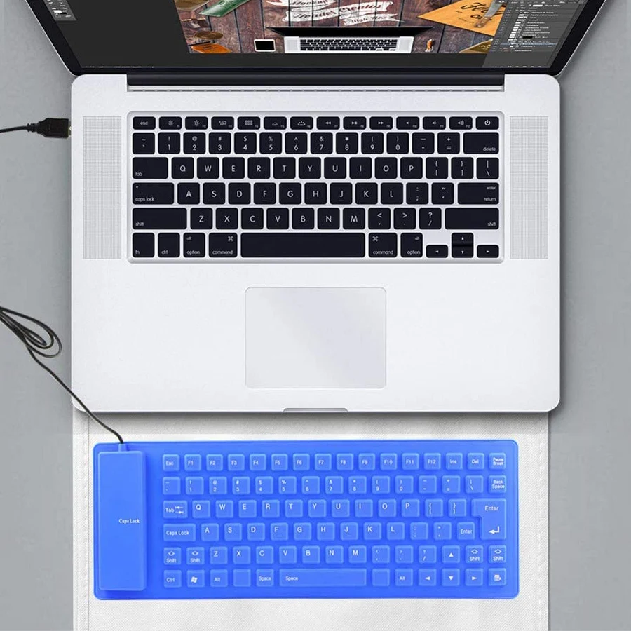 Foldable Silicone Keyboard, USB Wired 85 Keys Waterproof Rollup Silent Typing Soft Touch Keyboard for PC Notebook Laptop