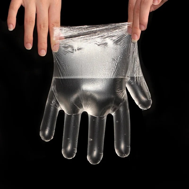 Luvas descartáveis transparentes, luvas de plástico transparentes, sem látex, preparação de alimentos, luvas seguras para cozinhar, limpeza, churrasco, coisas de cozinha