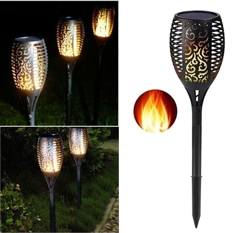 96 LED Solar Tiki Torch Outdoor Waterproof Flame Lights Lantern Lamp ...