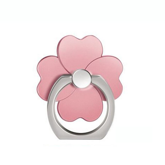 Fingerring mobiltelefon smartphone stander holder til iphone x huawei samsung cell smart rund telefon ring holder bil mount stander: Fire kløver-rose