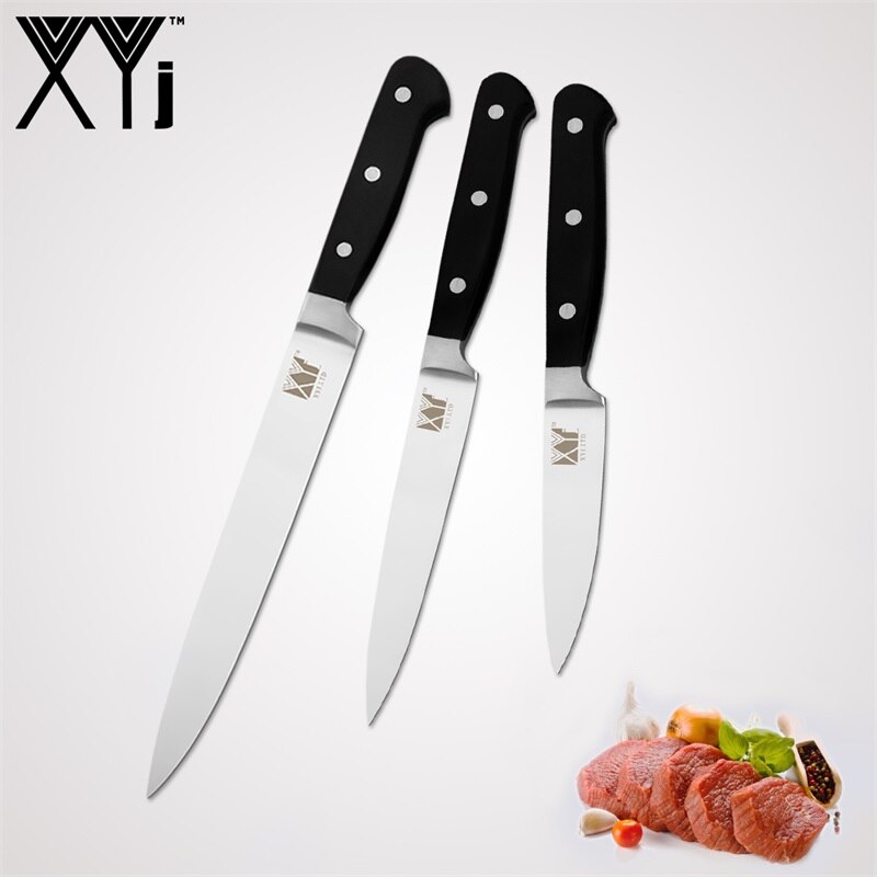 XYj Edelstahl Messer Küche Messer Werkzeuge 8 "5" 7 "3,5" Schäl Dienstprogramm Santoku Koch Schneiden brot Kochen Messer Neue: C.3 Stck einstellen