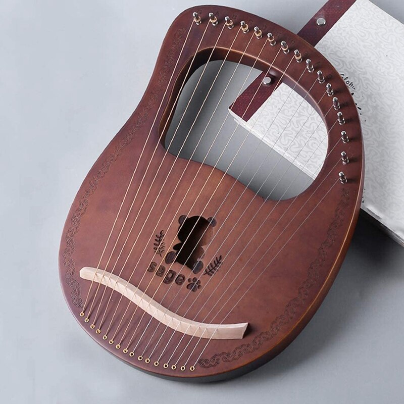 Lyreharpe ,16- strengs harpe heptachord mahogni lutharpe med stemmenøkkel for musikkelskere nybegynnere