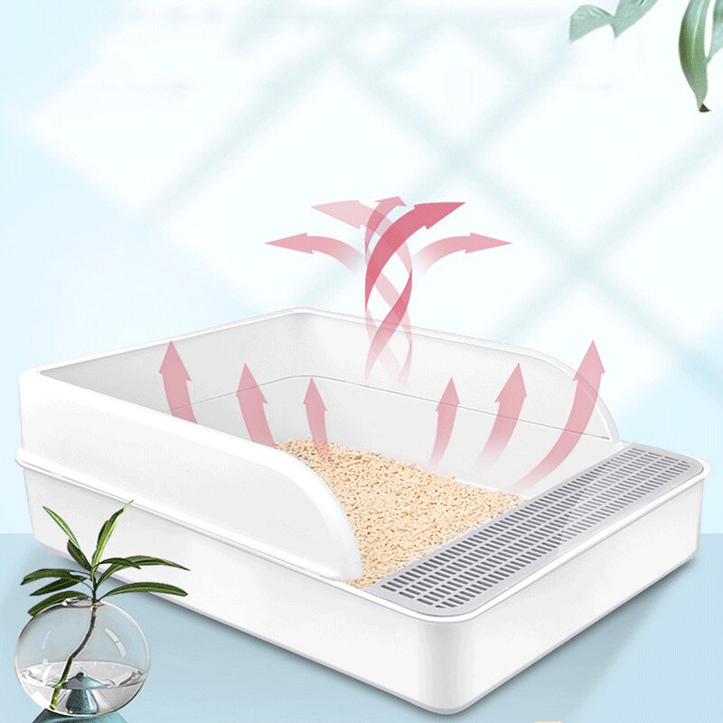 Semi-closed Cat Litter Box Pet Cat Clean Basin Toilet Cat Dog Anti-Splash Toilet with Cat Litter Shovel Cat Indoor Home Sandbox