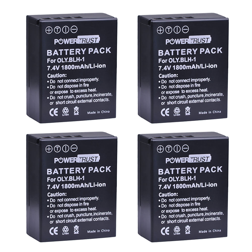 PowerTrust 2 pièces BLH-1 BLH1 BLH 1 batterie de remplacement et LCD USB double chargeur pour appareil photo Olympus E-M1 Mark II: 4battery