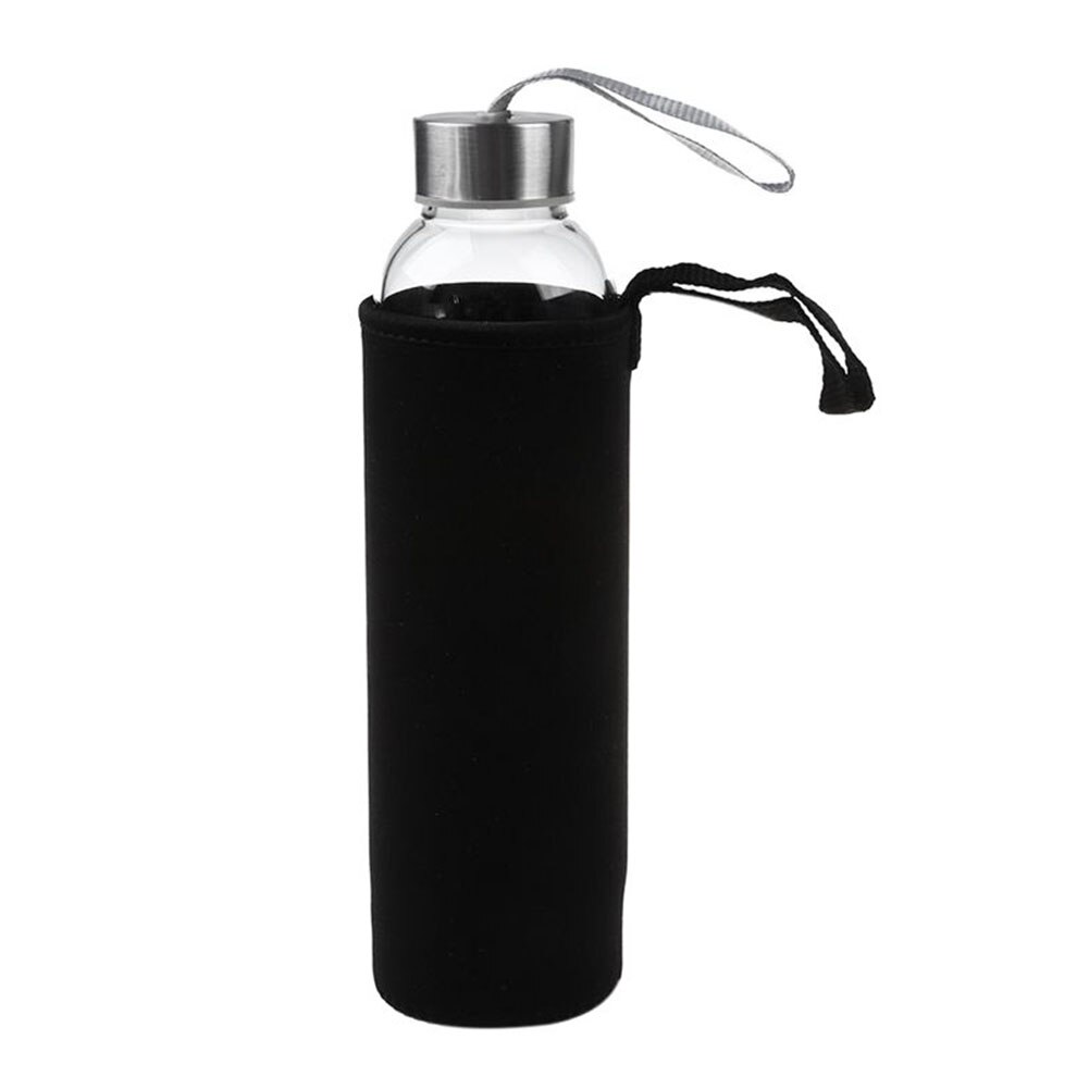 1 Set Water Fles En Beschermende Tas Reizen Office Home Glas Sport Water Met Thee Filter Zetgroep Beschermende Tas 550 Ml: black