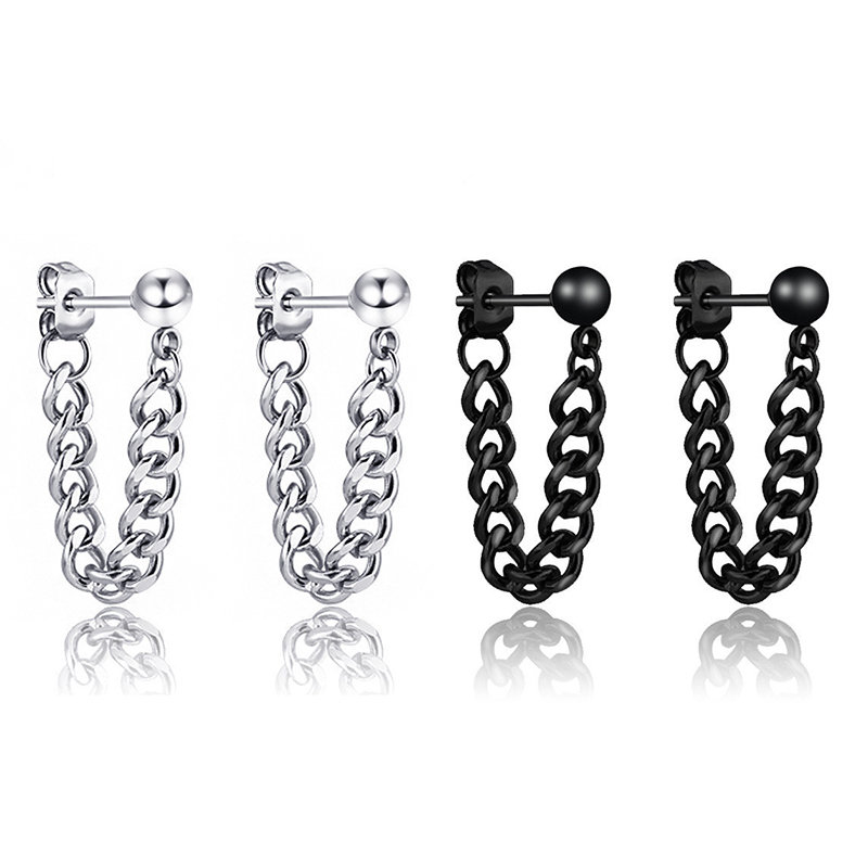 Luxe Kleine Bal Chain Stud Oorbellen Rvs Hiphop Oor Sieraden Hip Hop Rock Vrouwen Mannen Kleine Ballen Oorbel Accessoires