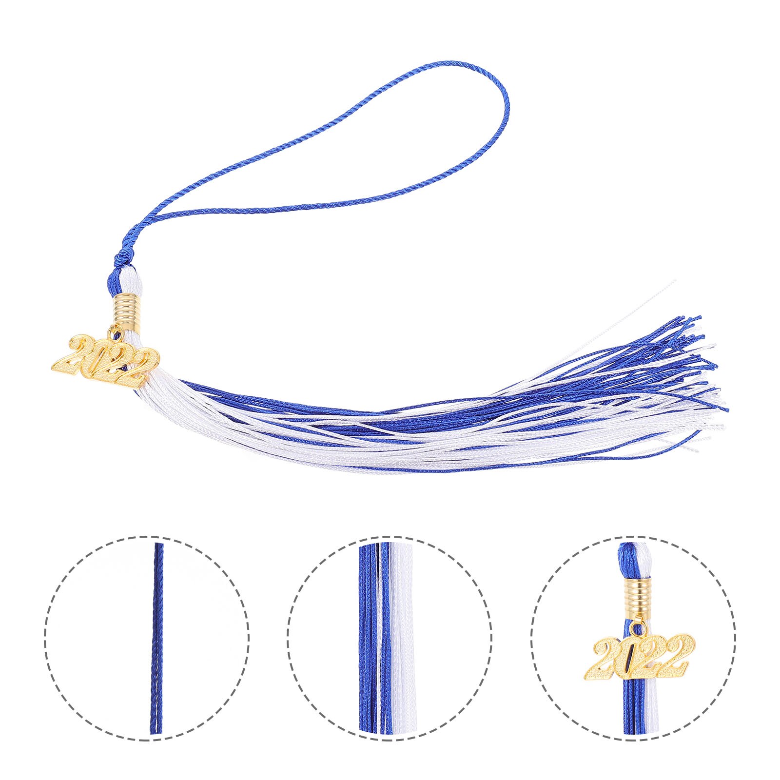 6Pcs Graduation Hat DIY Accessories Doctoral Caps Tassel Decorative Fringe Pendant: White Dark Blue
