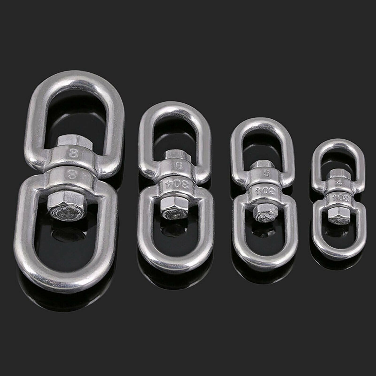 1Pcs Eye to Eye Swivel Ring 304 Stainless Steel Double Ended Swivel Eye Snap Chain Hook Connector Heavy Duty M4-M20