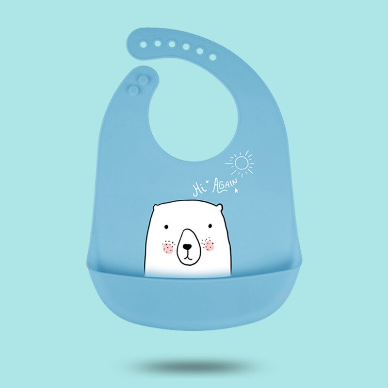 Baby Stuff Waterproof Silicone Bib Adjustable For Kid Feeding Scarf Polar Cute Bear Soft Baby Bibs Burp Cloths Bandana Bib T2268: blue