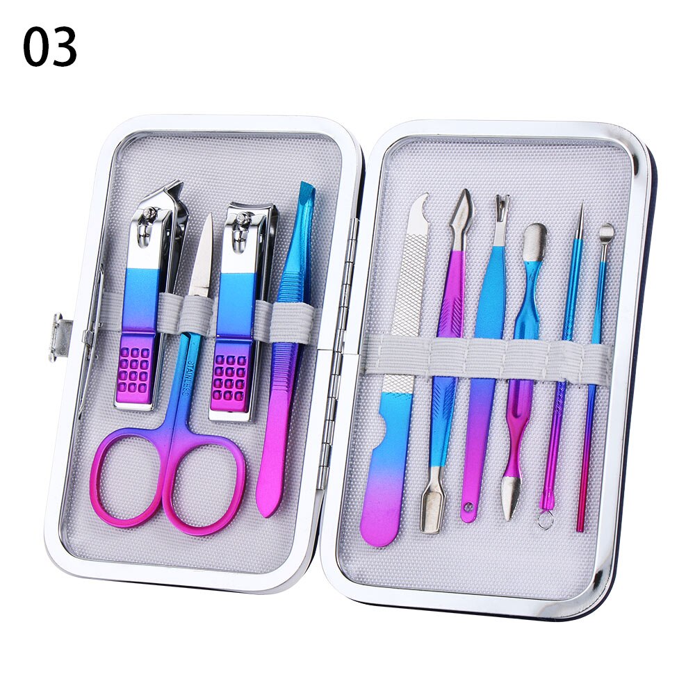 4/7/10/12/15 Pcs Manicure Set Roestvrij Staal Nagelknipper Set Schoonheid Pedicure Mes Professionele manicure Tool Nail Kit: 10PCS