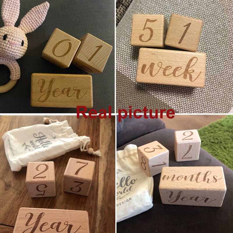 1 sett baby milepæl treblokk baby fotografering milepæl minnesmerke månedlig nyfødt minnekort nummer foto tilbehør