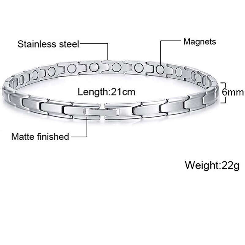 Mannen Vrouwen Rvs Gezondheid Magnetische Armbanden Power Therapie Armbanden voor Artritis Polsband Verstelbare: 16