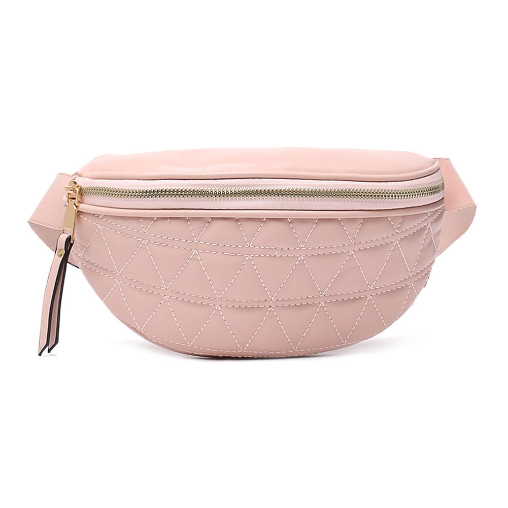 Nouvelle sacs à main couleur unie Fanny poitrine Pack en cuir taille pochette femmes épaule sac à bandoulière pour la randonnée et le voyage: Rose