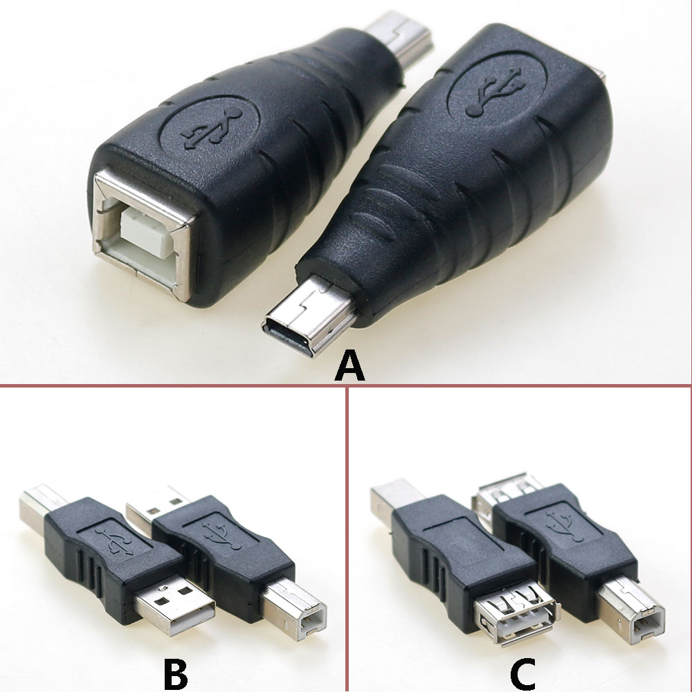 Adaptador USB 2,0 macho hembra a Mini USB para impresora, convertidor de Cable de AF a BM, conector de alimentación, adaptador de carga